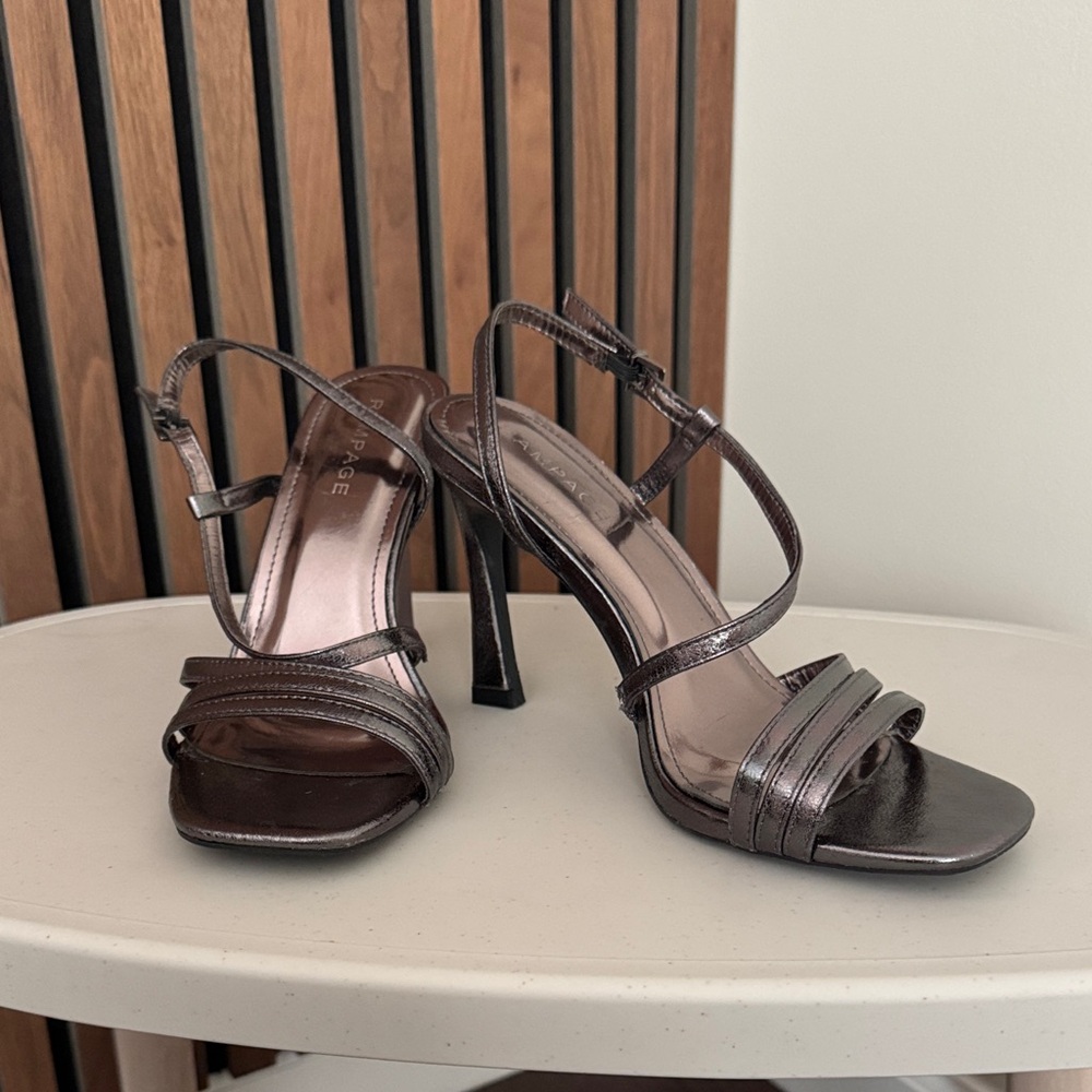 Rampage Shiny Dark Strappy Heels